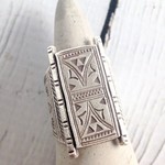 Temple Door Stamped Hilltribe Silver Ring, Size 7