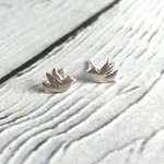 Flying Bird Stud Earrings, Sterling Silver