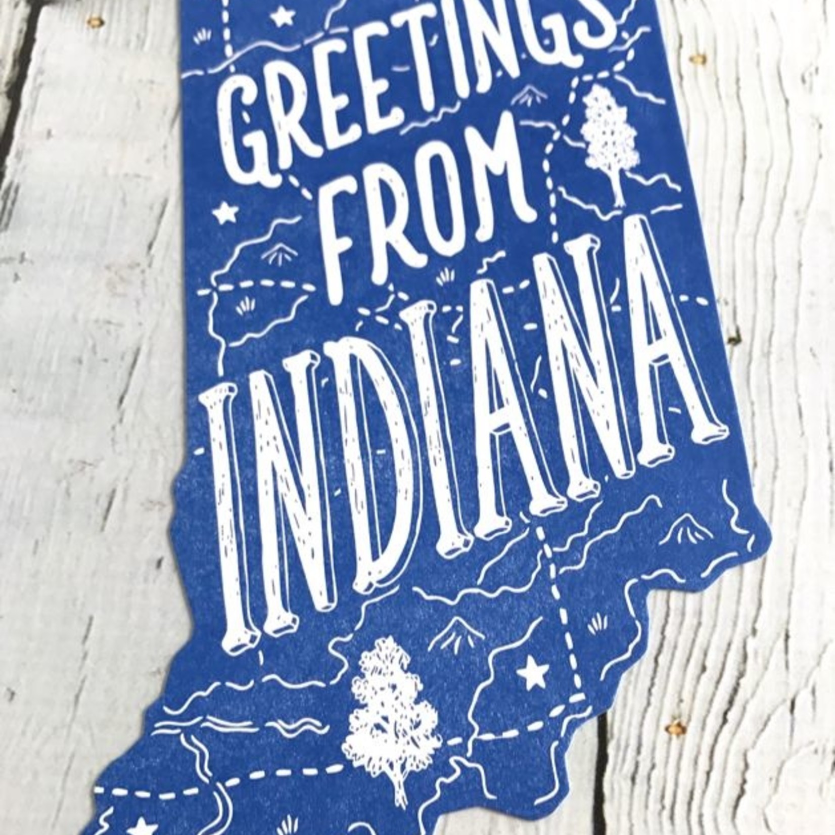 Greetings From Indiana Die Cut Postcard