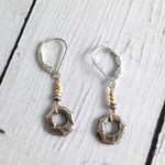 Sterling Silver Faceted Open Shape with Vermeil Accent Earrings