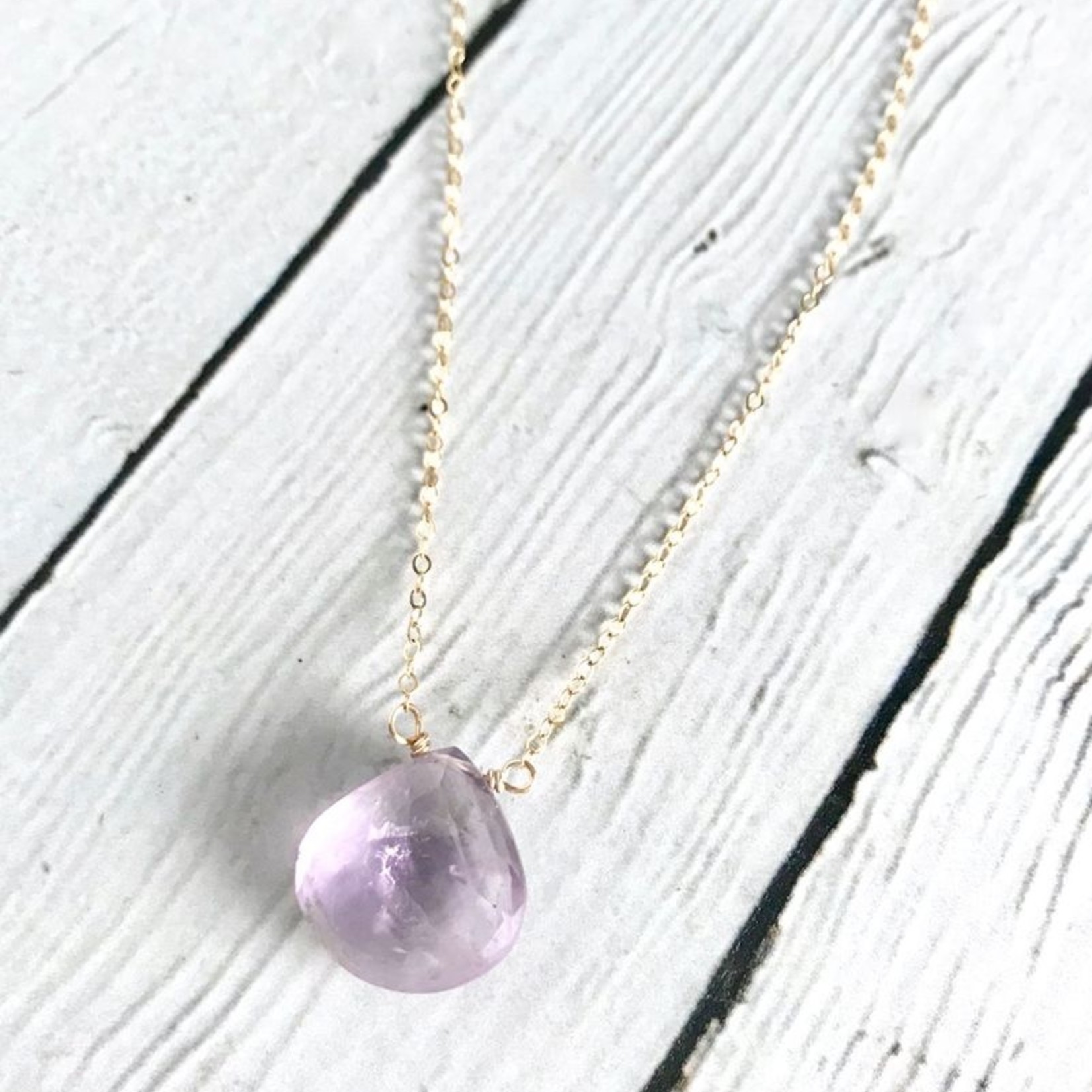 Handmade 14k Goldfill Necklace with Large Amethyst Drop