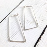Sterling Silver Shift (Large Angled Rectangle) Minimal Hoop Earrings