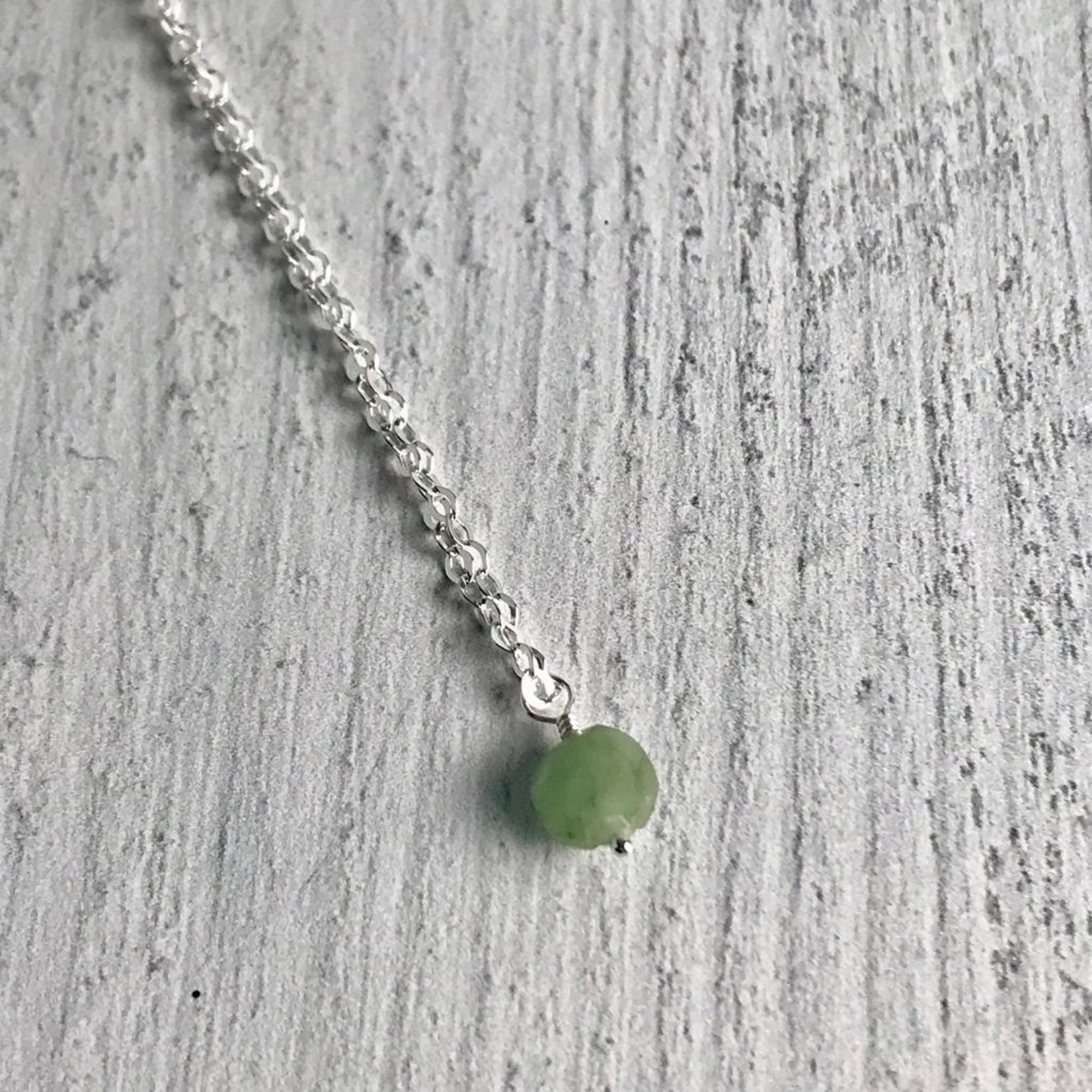Handmade Silver Necklace with Emerald Drop