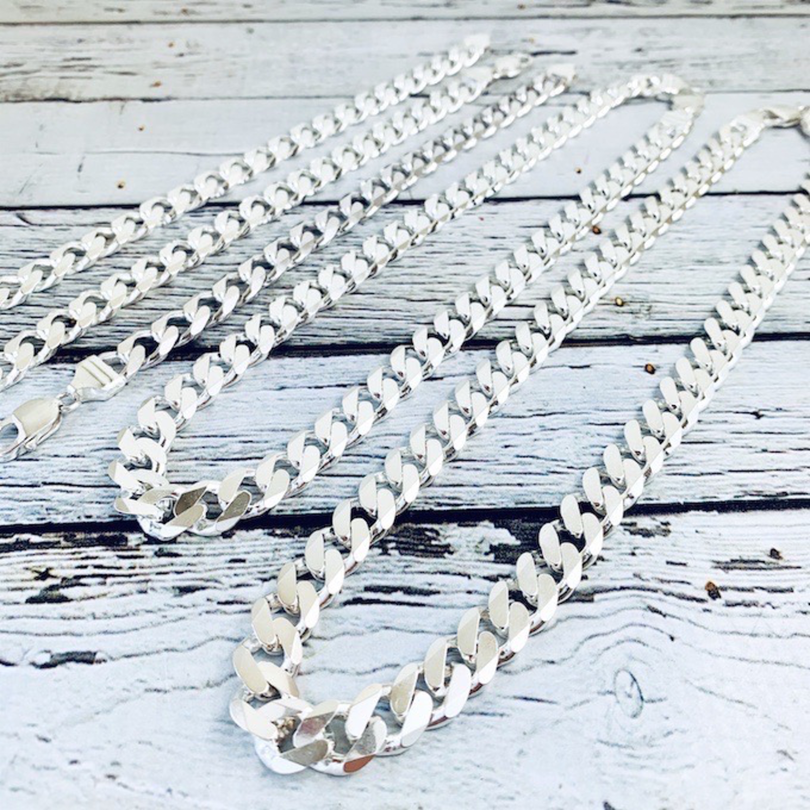 Sterling Silver Mid-Heavy Curb 300 (11mm) Chain