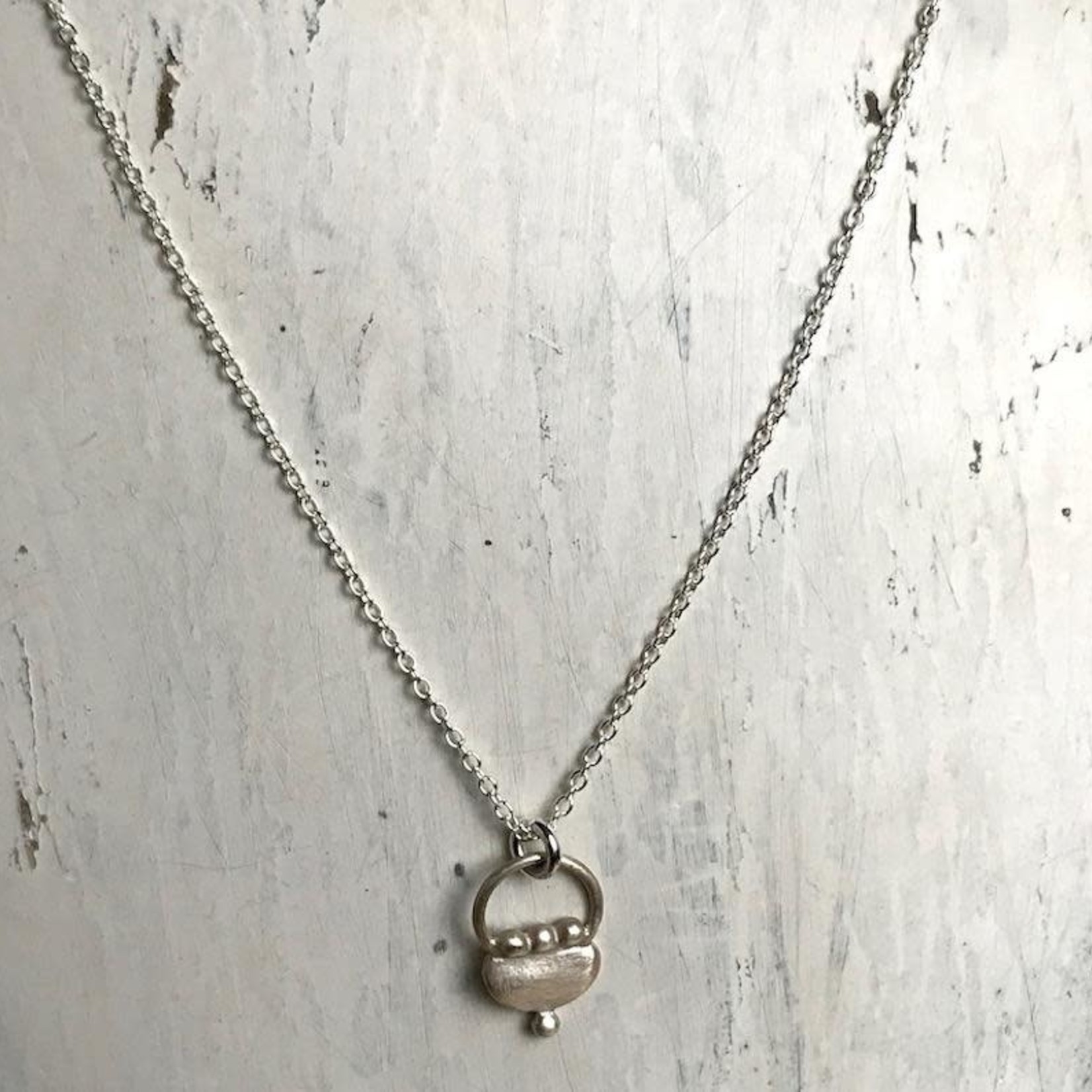 Handmade Silver Tiny Purse Design Necklace