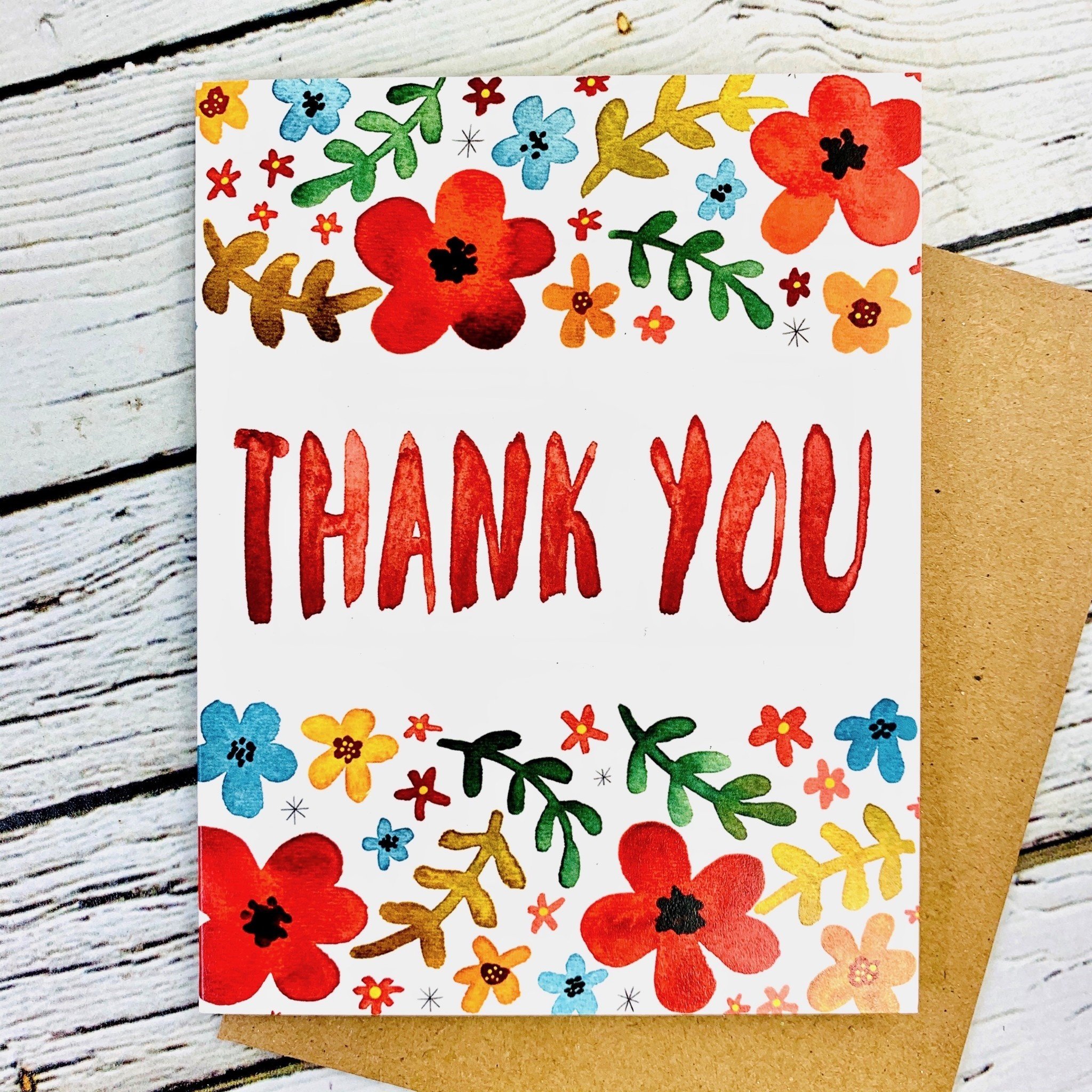 Floral Thank You Card Silver In The City