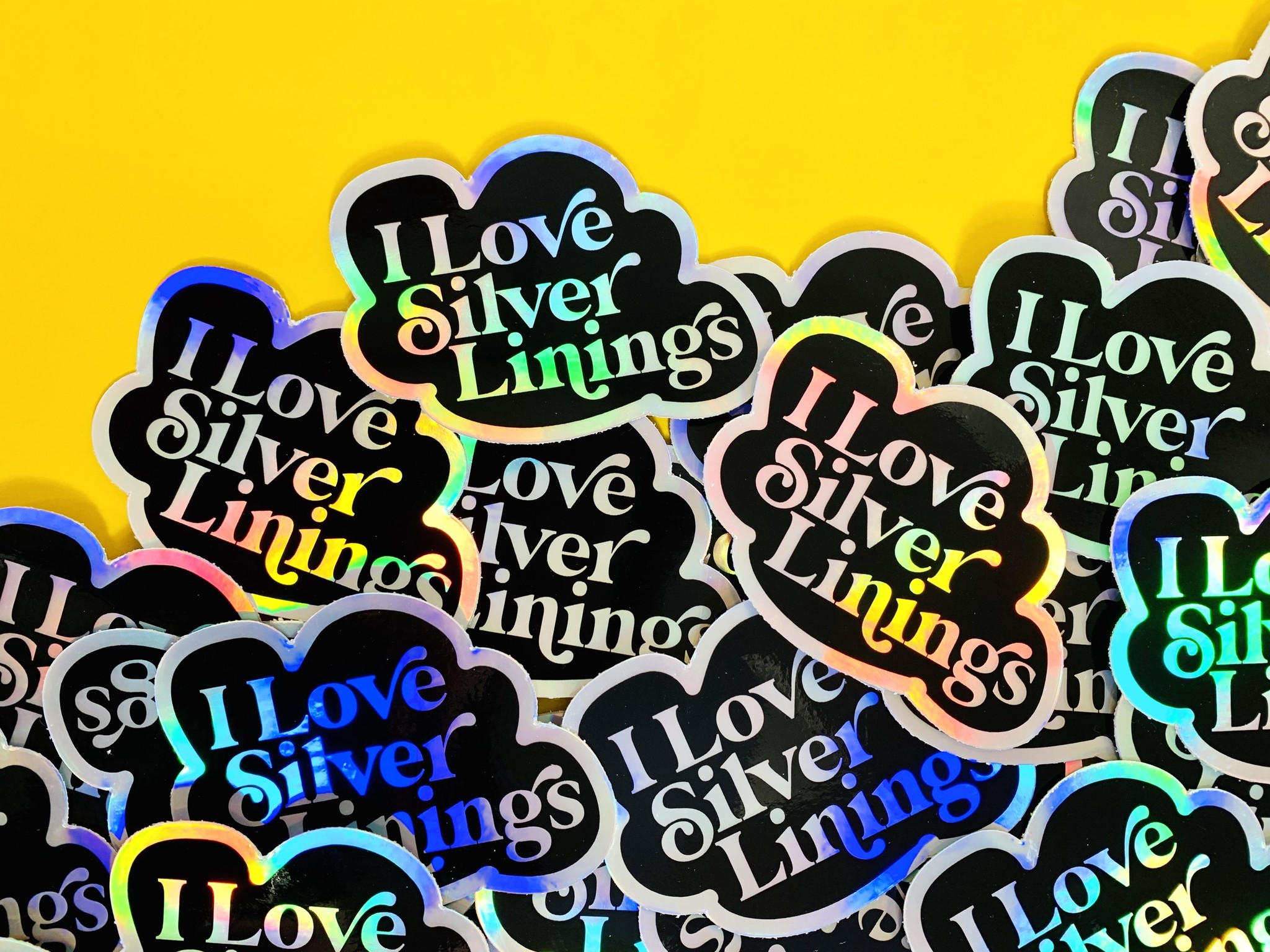 "I Love Silver Linings" Holographic Die Cut Sticker - Silver in the City