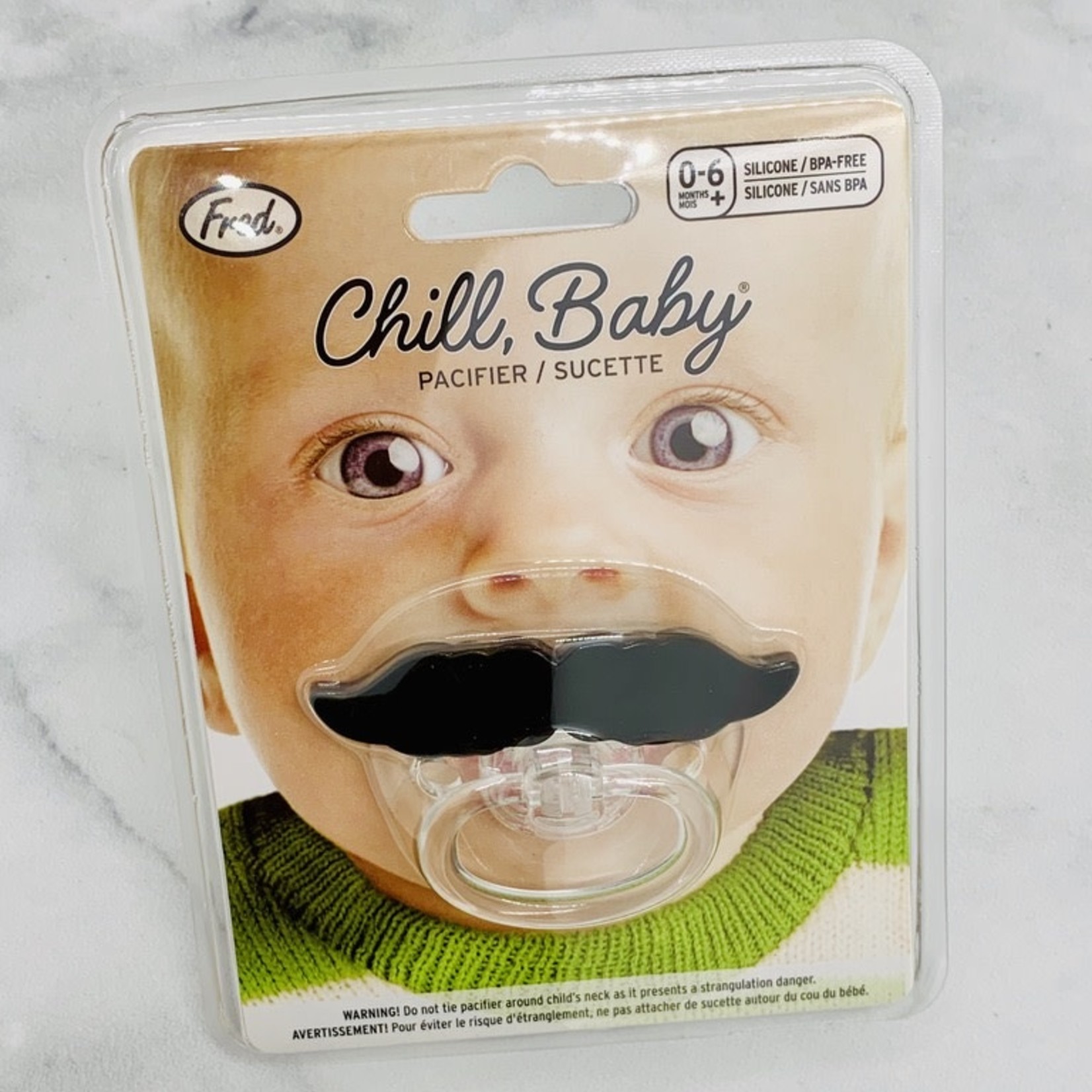 Chill Baby Lil Shaver Mustache Pacifier Silver In The City