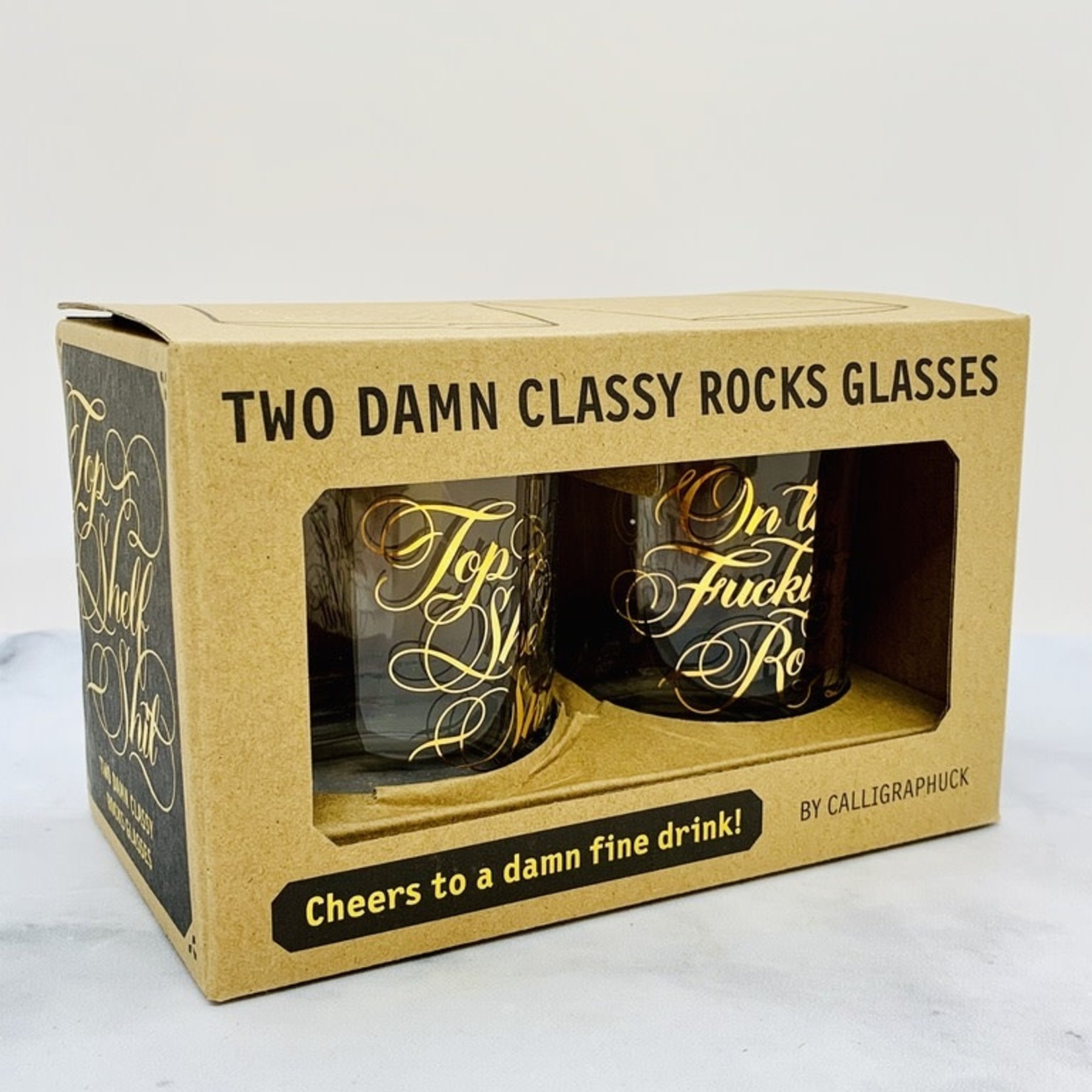 Two Damn Classy Rocks Glasses By Calligraphuck