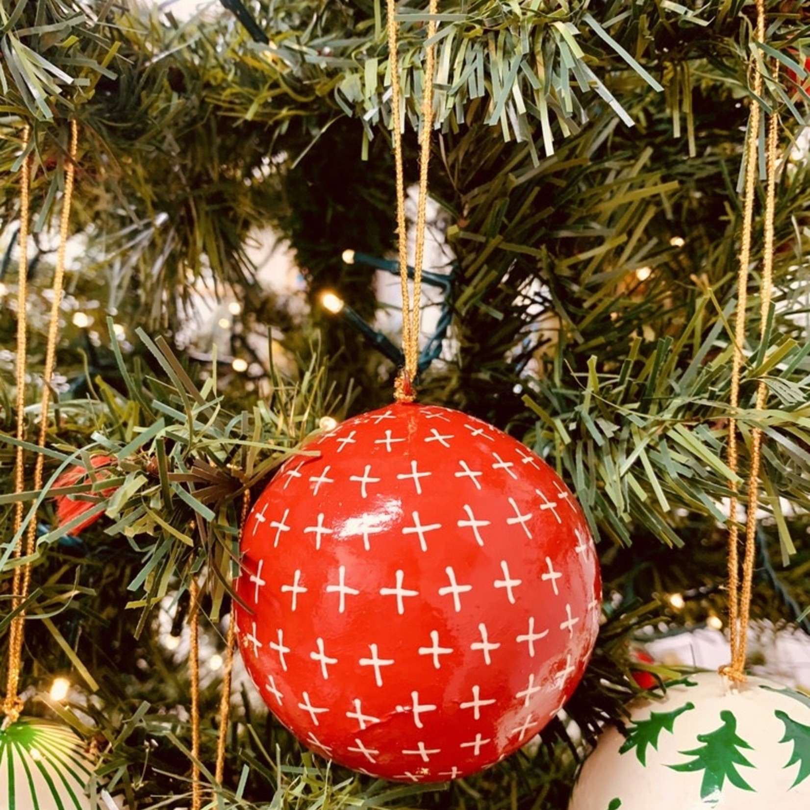 Paper Mache Holiday Ball Ornaments 3"