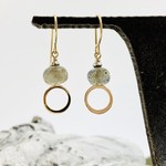 Handmade 8mm Faceted Labradorite Coin with 14kt Gold filled Circle Earrings