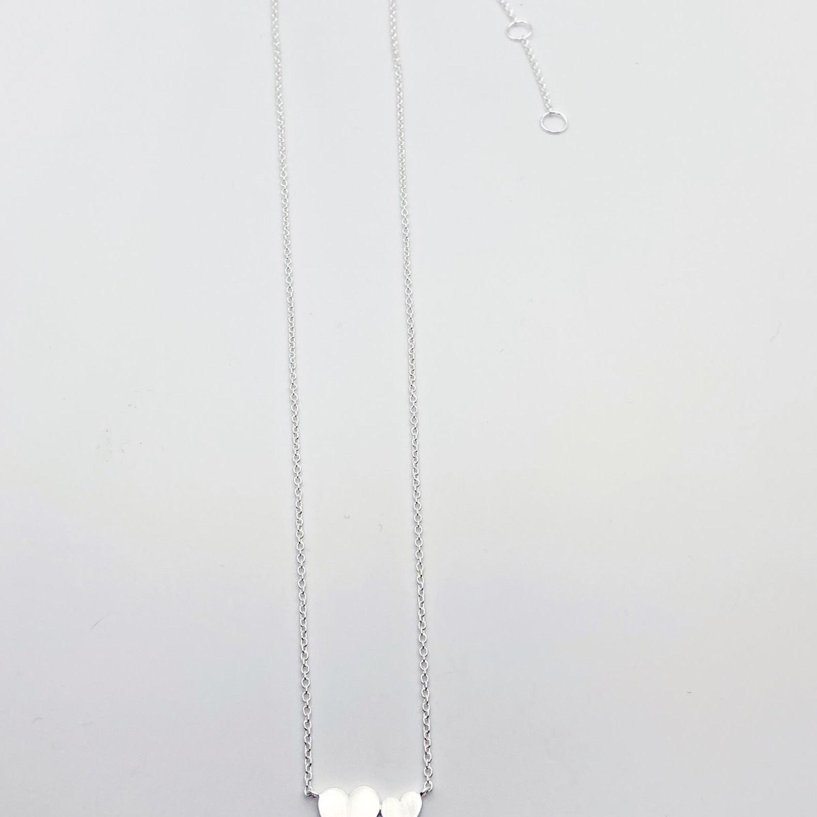 Brushed Sterling Silver Big and Little Hearts Necklace