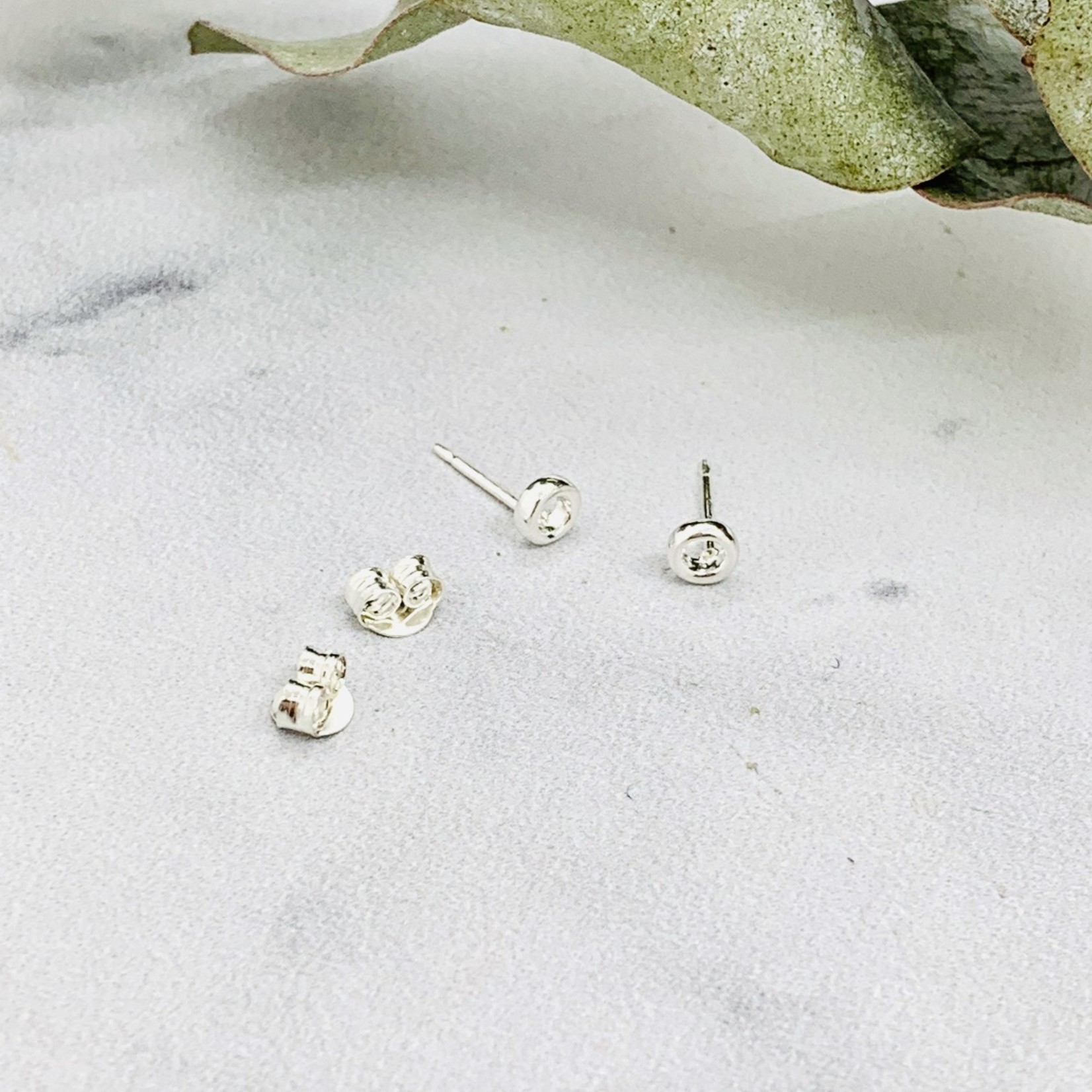 Tiny Open Circle Stud Earrings, Sterling Silver