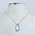 Locally Handmade Simple Gemstone Necklace 14k Goldfill Moss Aquamarine