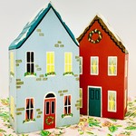 5" x 9"H Painted Wood Holiday Houses