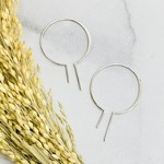 Nina Designs Silver Bulb Earring with Vertical Bars, 40x26mm