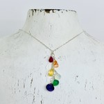Handmade Sterling Silver Necklace with Rainbow Cascade, 18"
