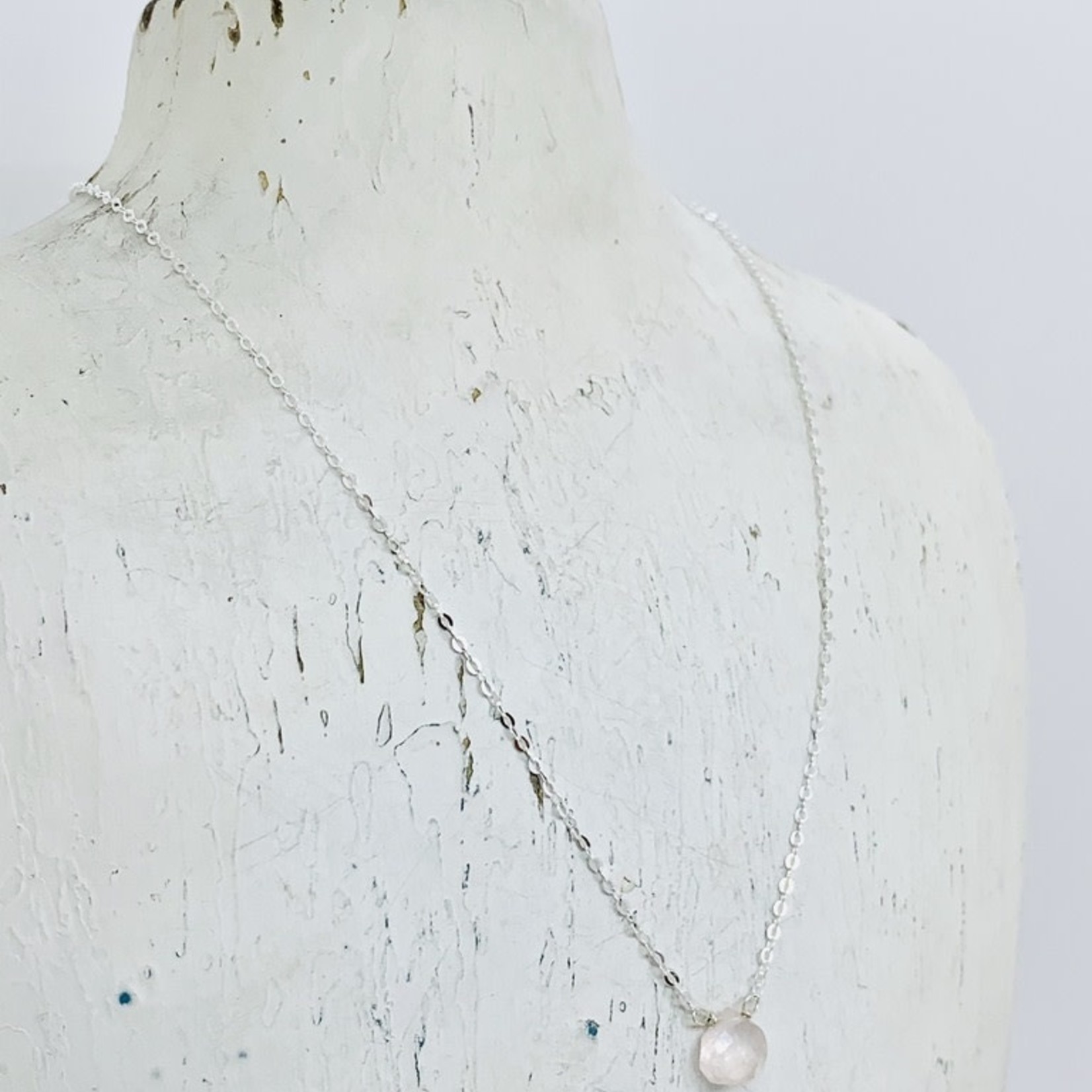 Locally Handmade Rose Quartz and Sterling Silver Simple Gemstone Necklace