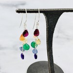 Handmade Sterling Silver Earrings with Rainbow Cascade