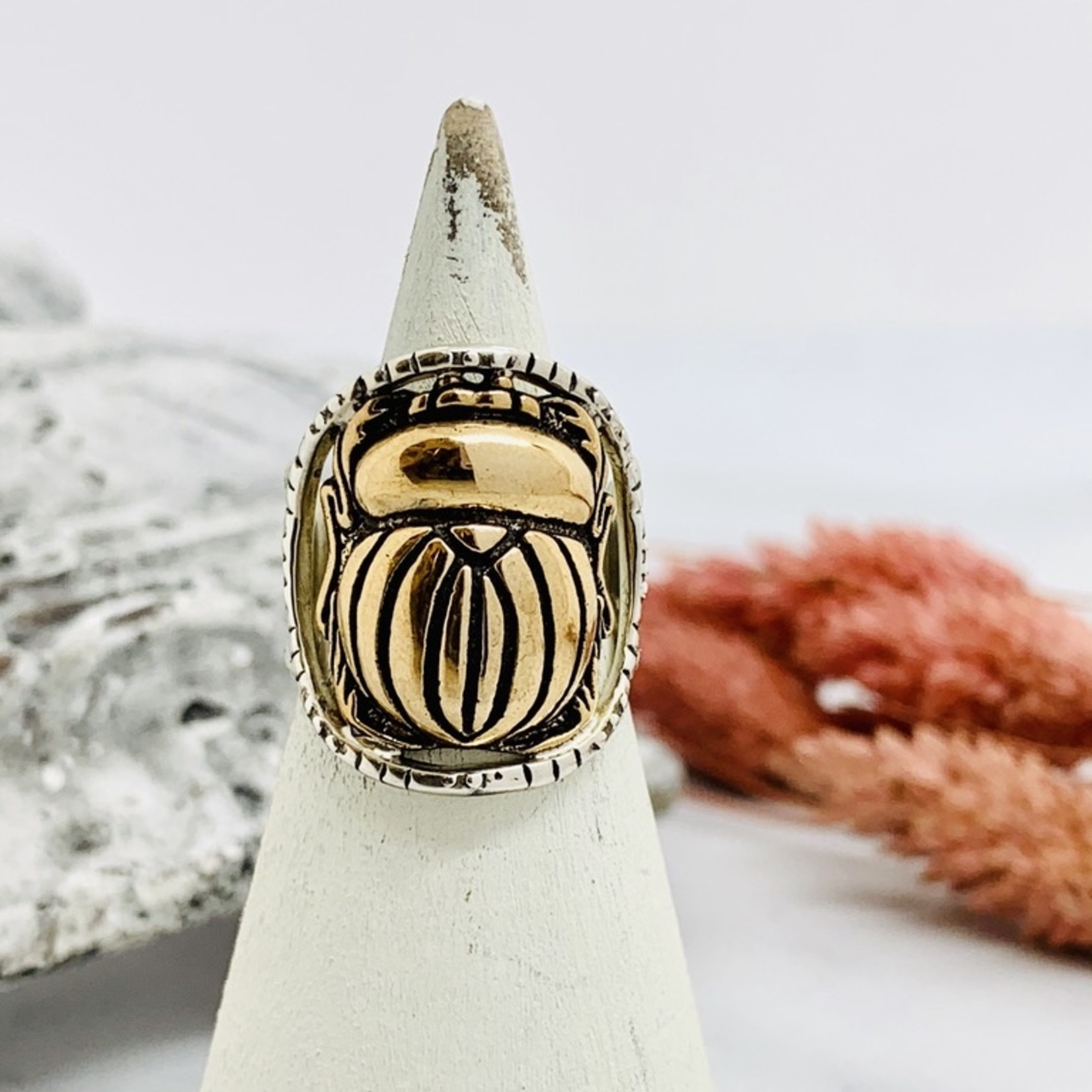 Scarab Ring, Silver and Bronze