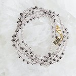 Native Gems ICE gray silk handcrochet wrap | 32" with metallic crystals and seed beads, 14k goldfill closure
