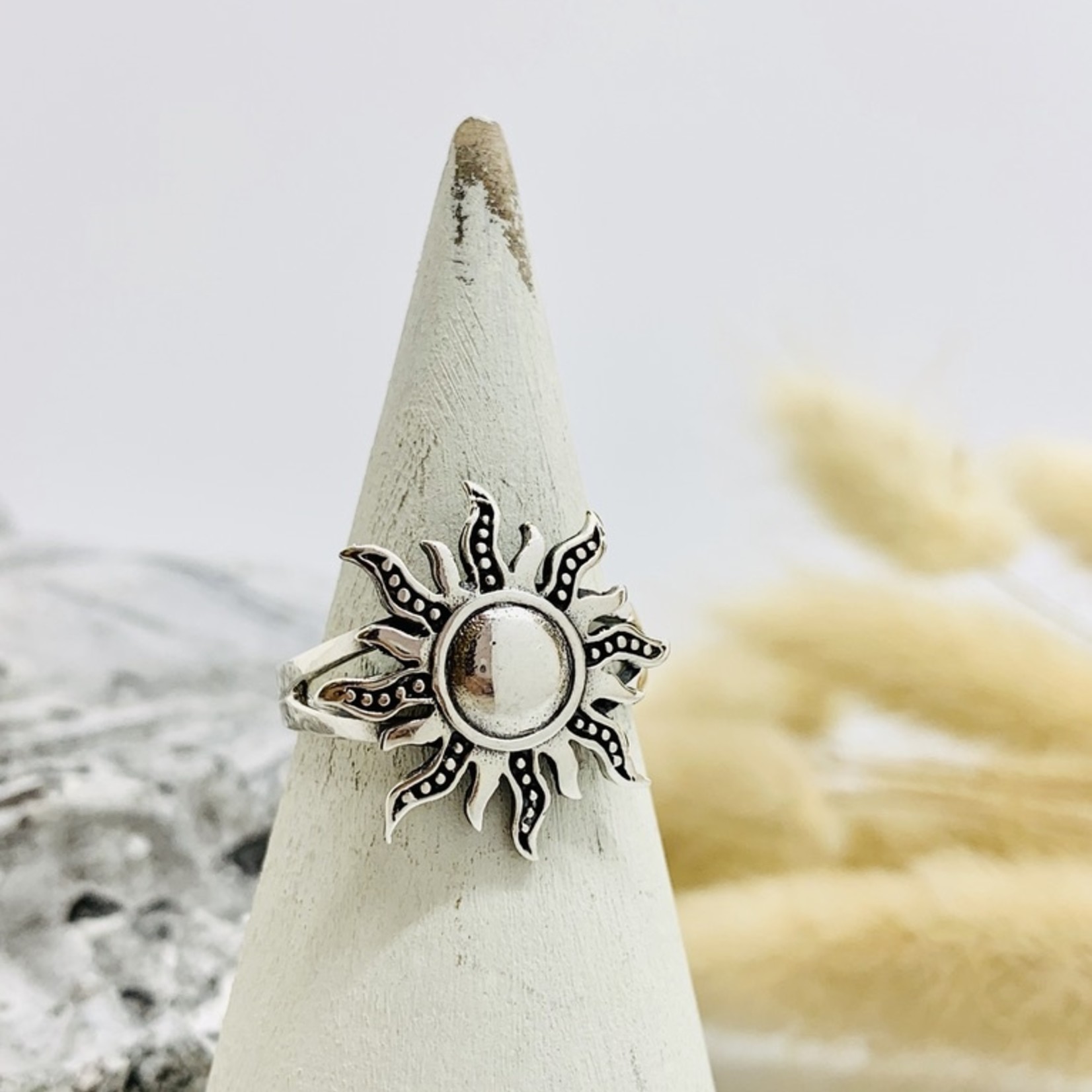 Sterling Silver Solid Sun Ring