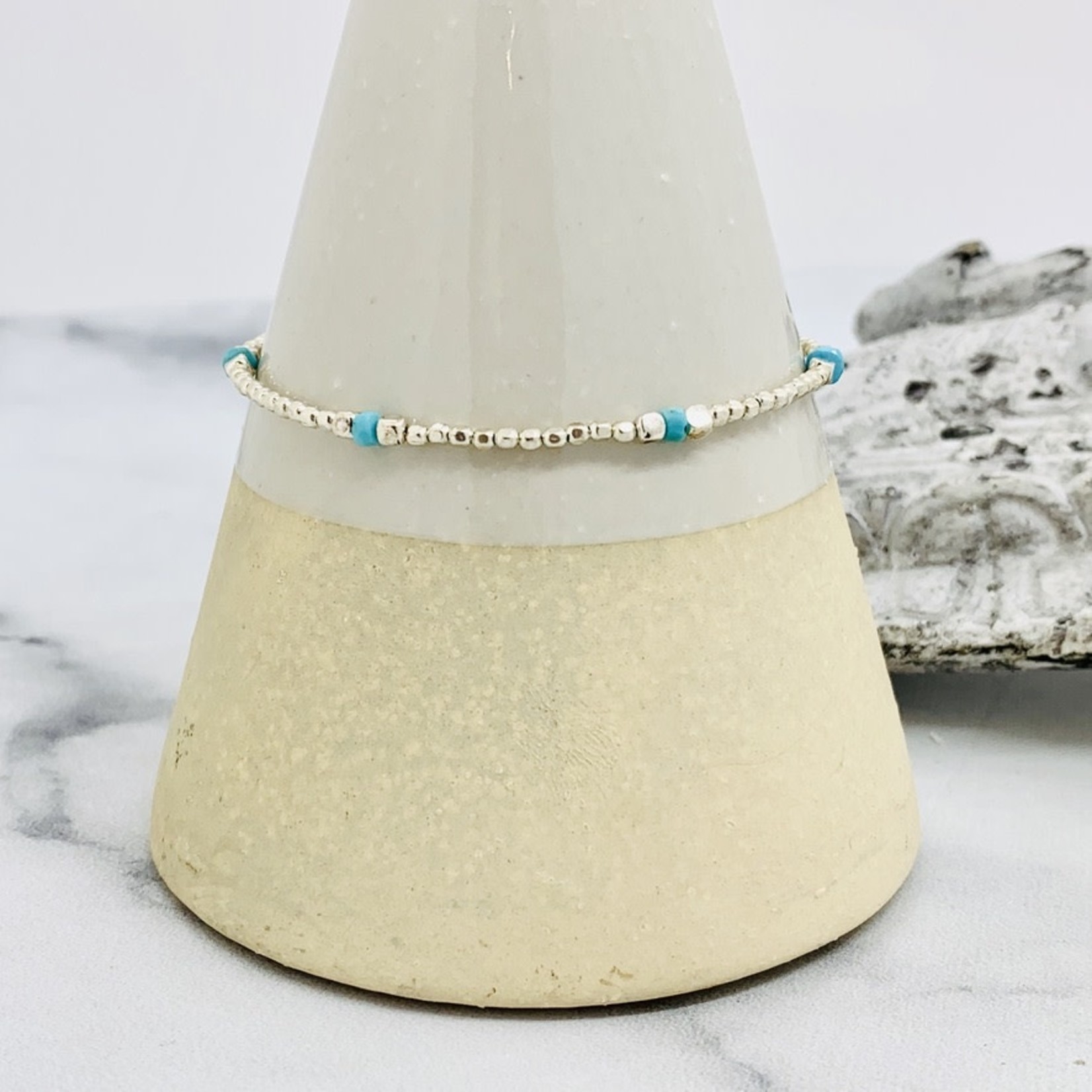 Handmade Sterling Silver and Sleeping Beauty Turquoise Bracelet