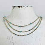 Handmade Sterling Silver and Sleeping Beauty Turquoise Triple Strand Necklace