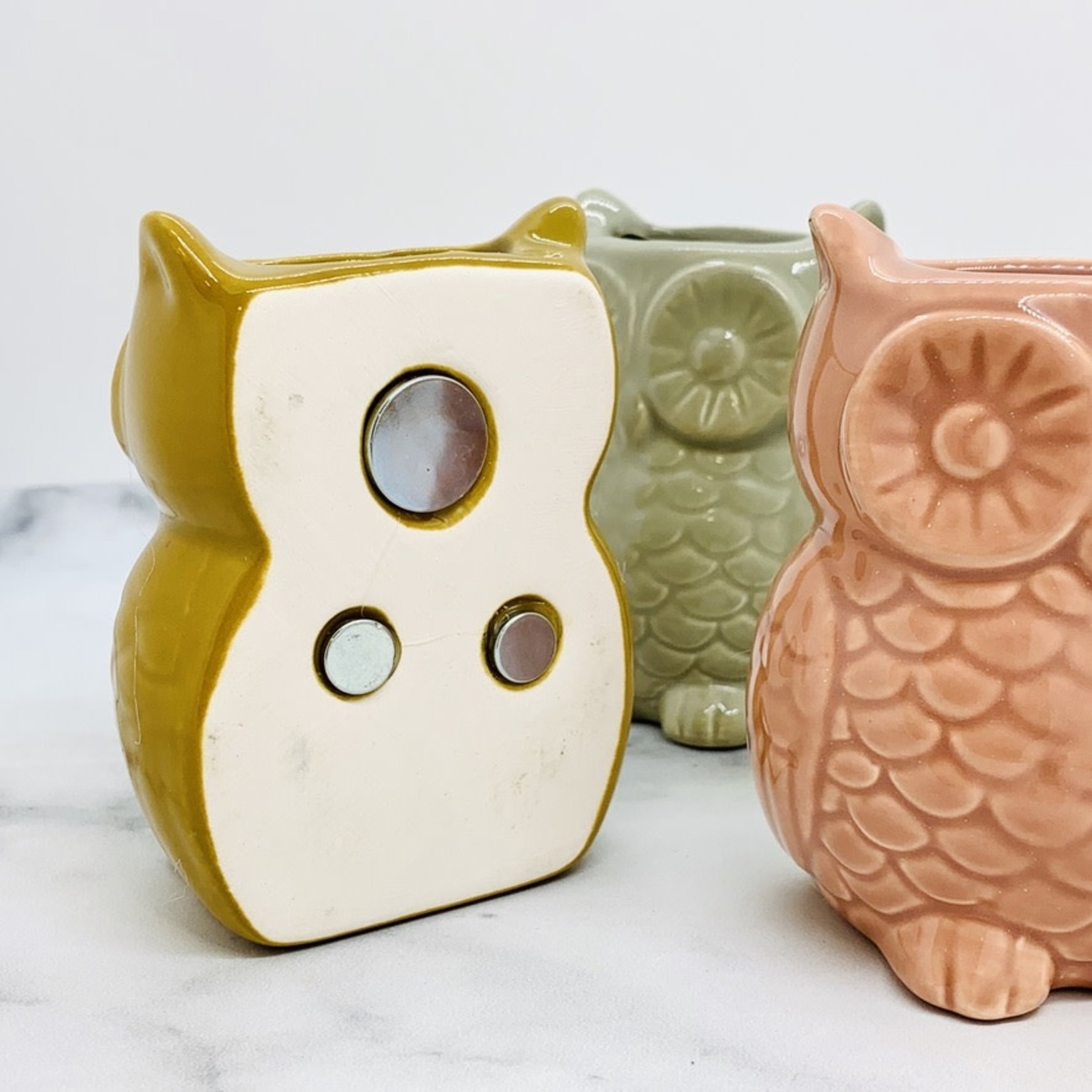 3.25" x 2.75" Stoneware Owl Vase w/ Magnet