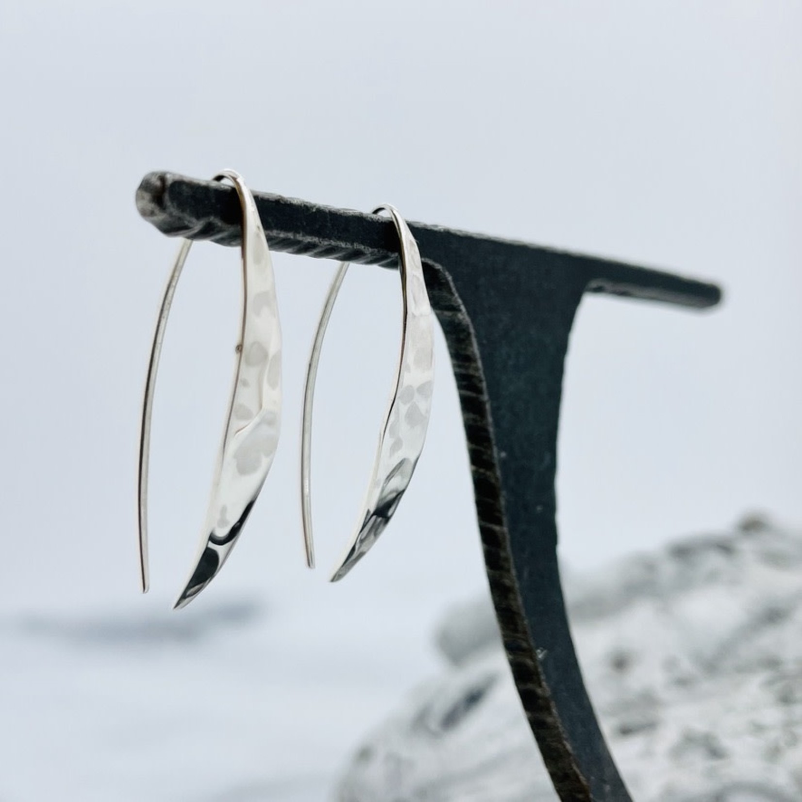 Nina Designs Hammered  Silver Arc Earrings