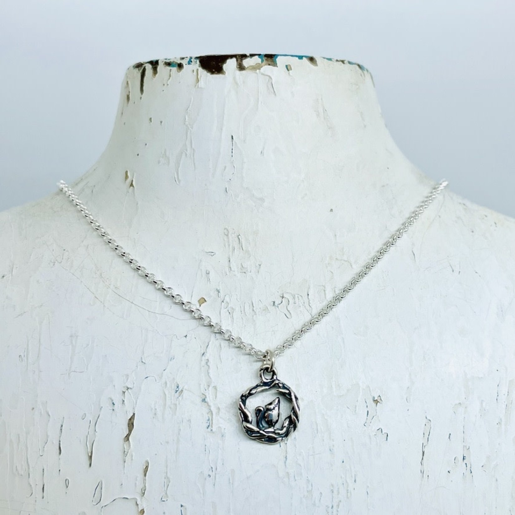 Silver Bramble Jewelry Handmade Mouse Necklace in Silver