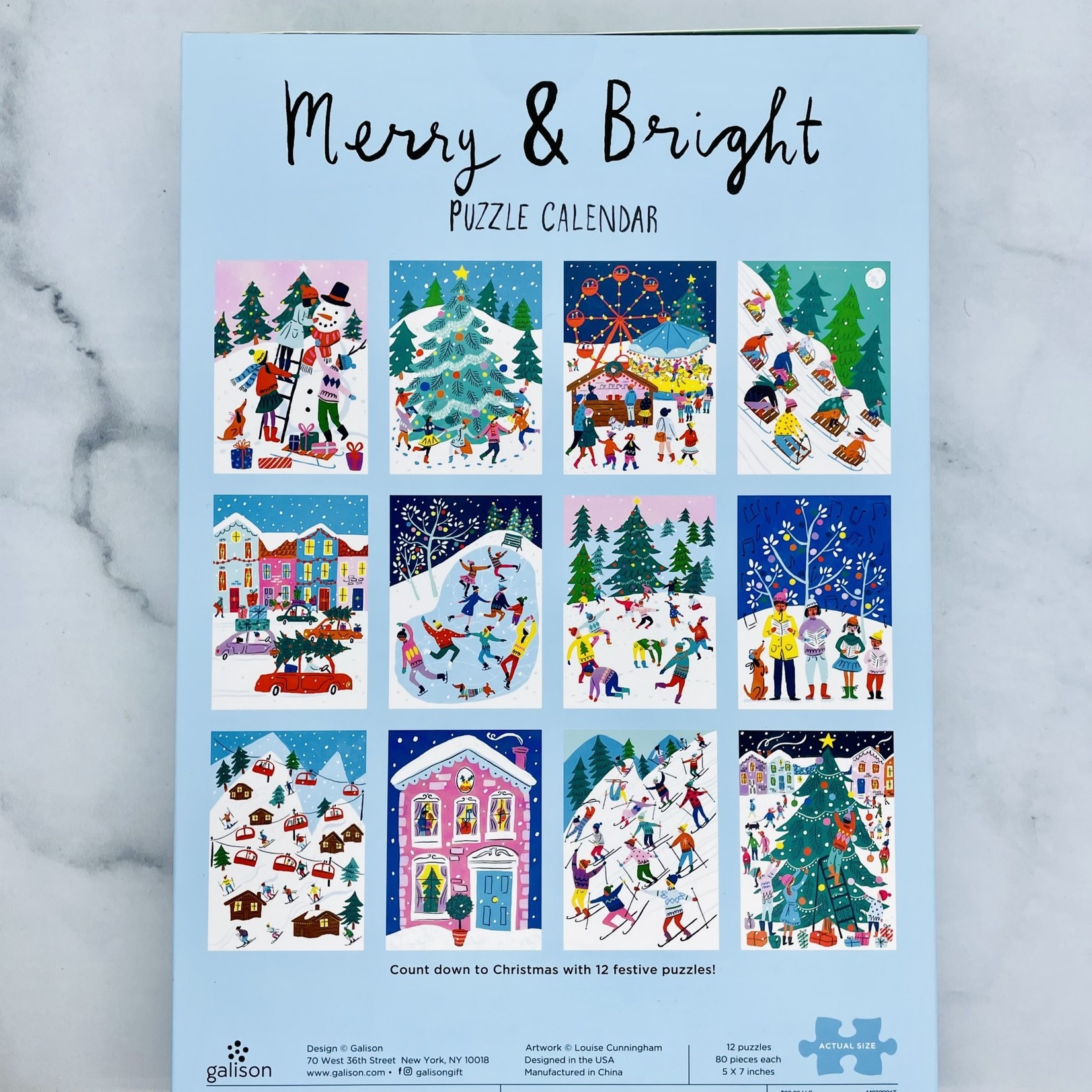 Merry and Bright Advent Calendar Puzzle: 12 80pc puzzles DNO