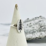 Nina Designs Etched Pine Tree Ring, SS,