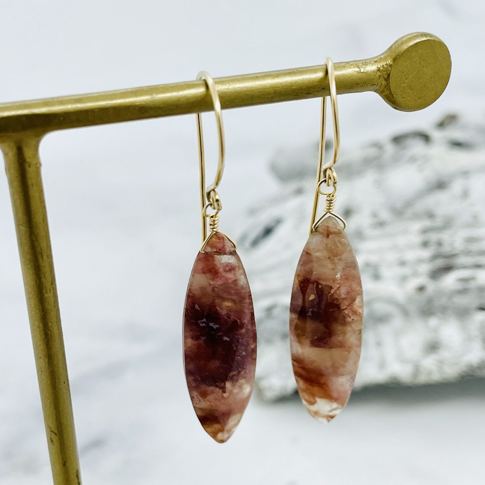 Handmade 14k GF Copper Quartz Earrings