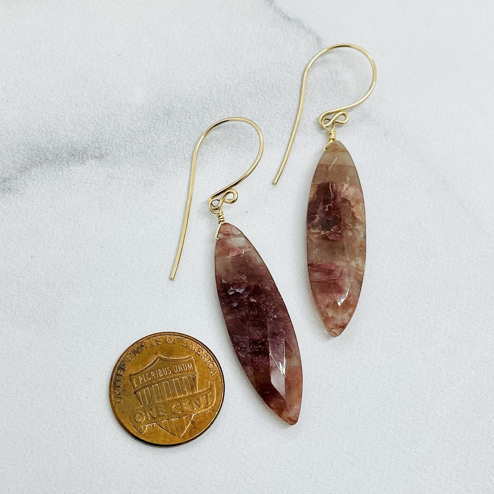 Handmade 14k GF Copper Quartz Earrings