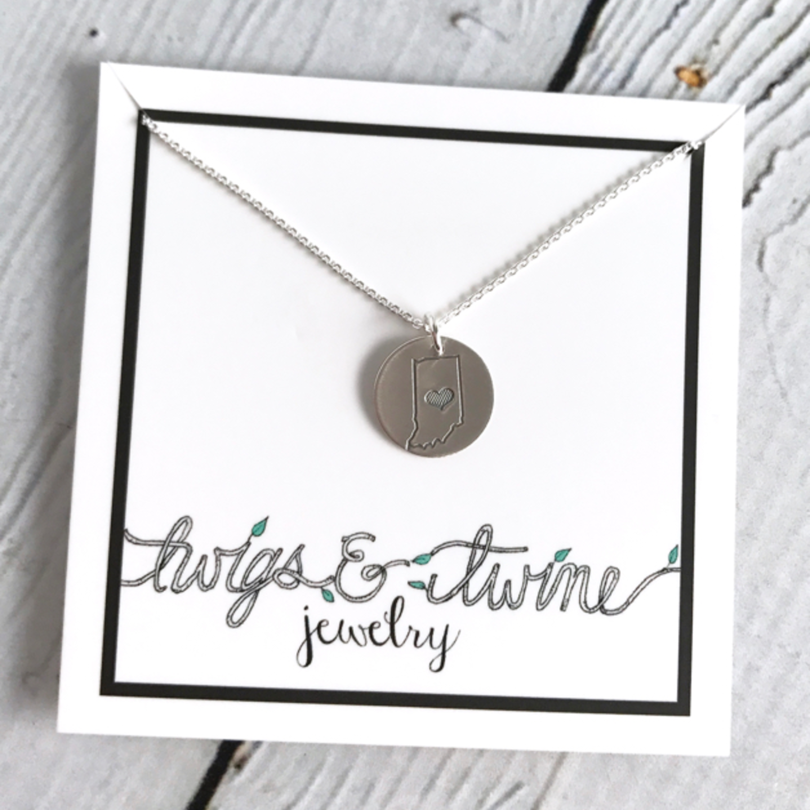 Handstamped Indiana Charm Necklace