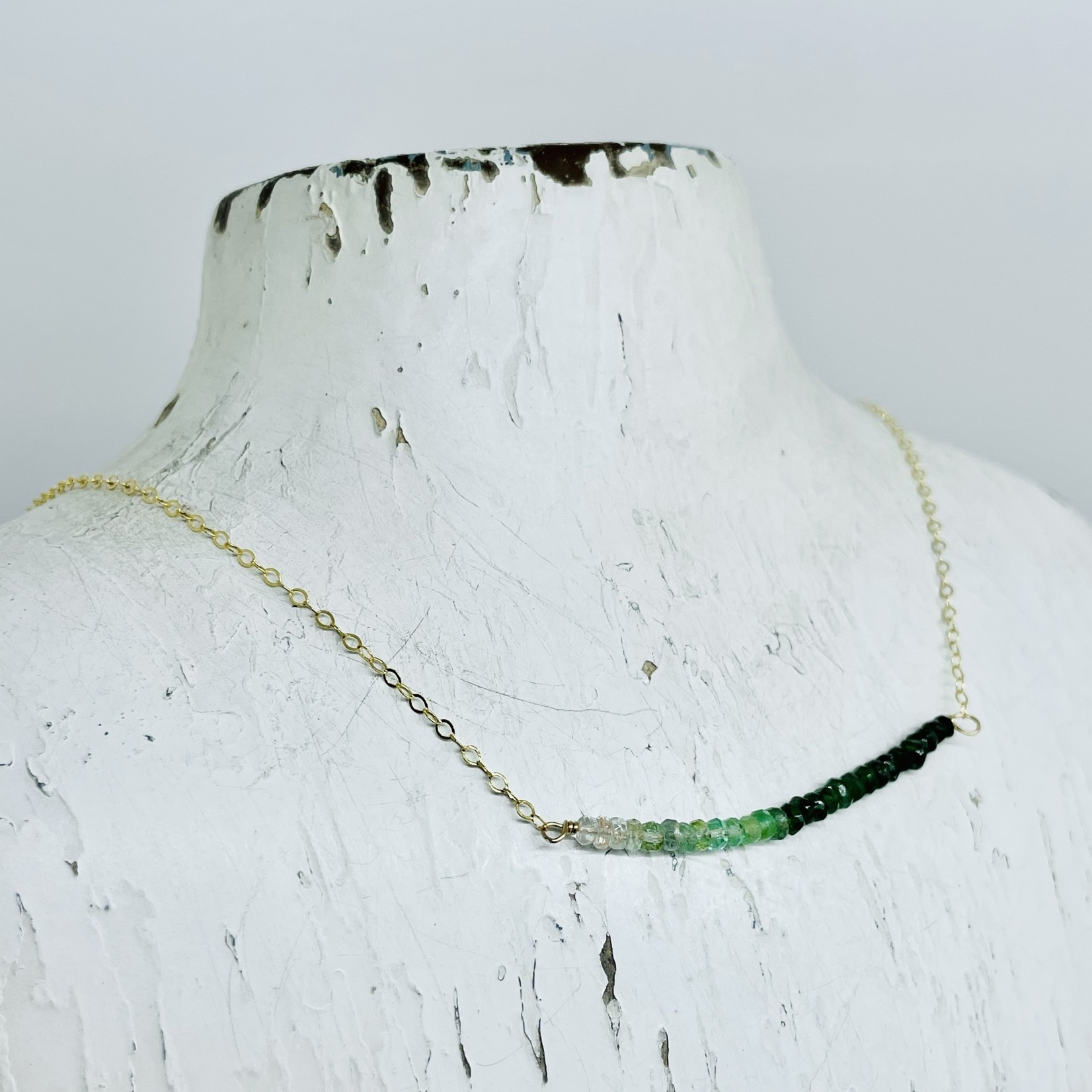 Laura Stark Designs Handmade Emerald Ombre 14k GF Necklace