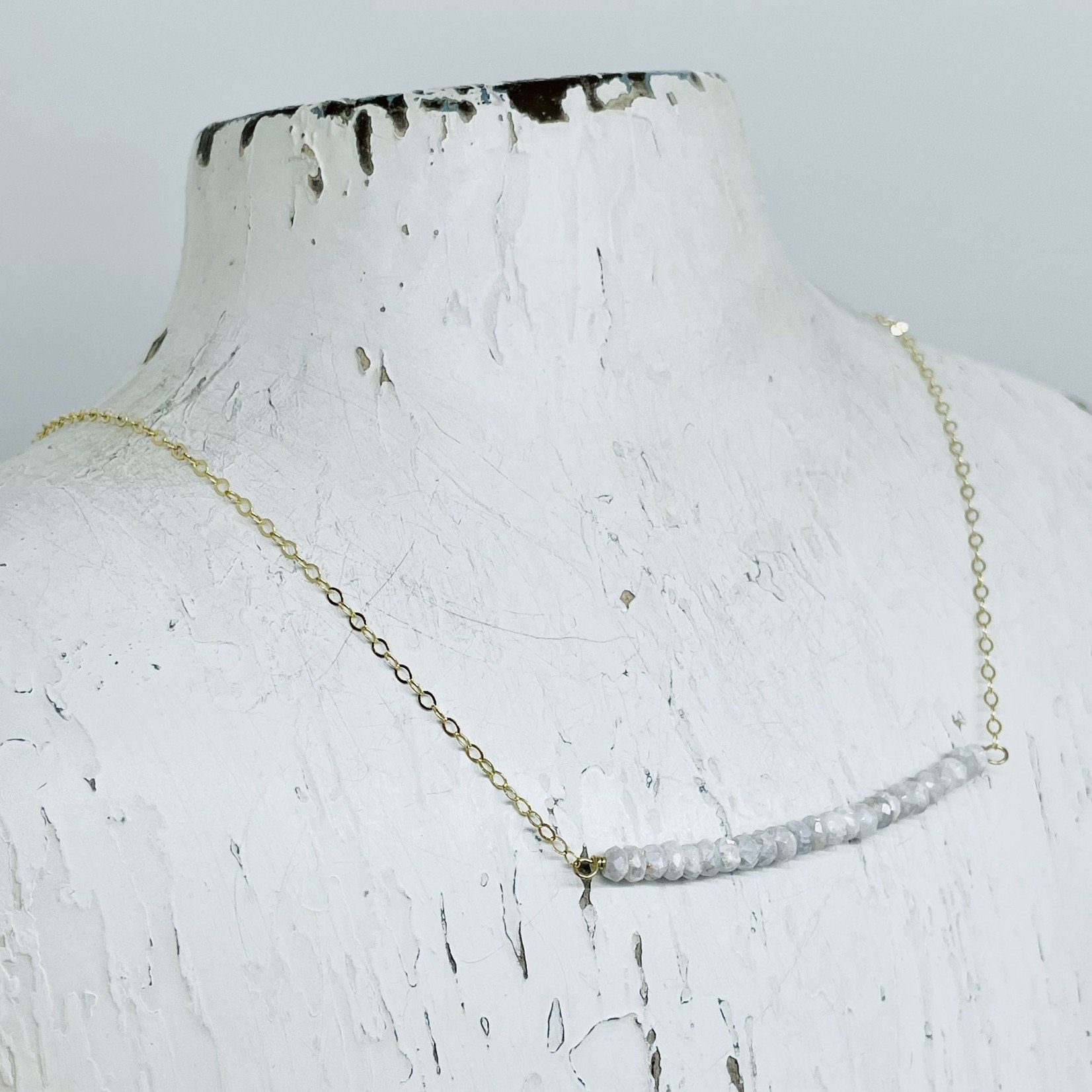 Laura Stark Designs Handmade White Sapphire Row 14k GF Necklace