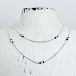 Handmade Necklace with silver chain with garnet/faceted silver stations