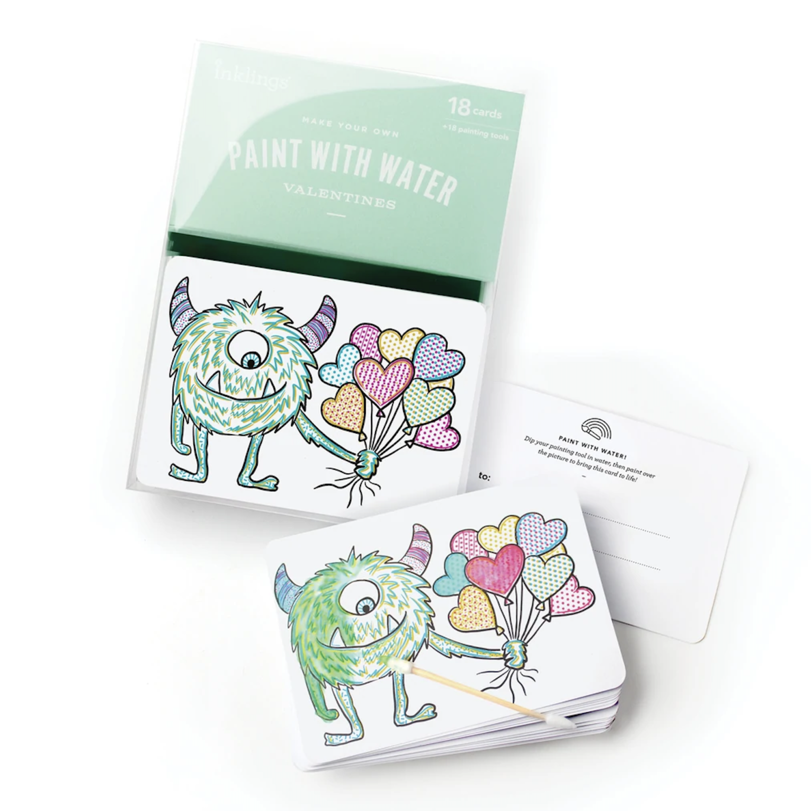 Inkling Paperie Monster Paint with Water Valentines Set