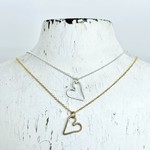 Small Modern Heart Necklace, 18"
