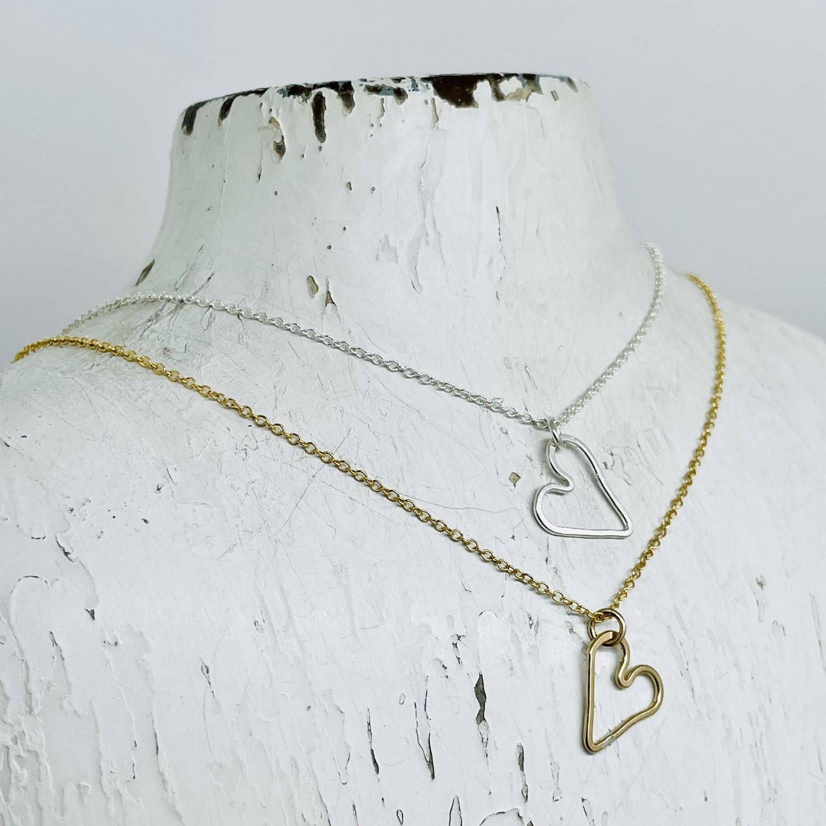Small Modern Heart Necklace, 18"