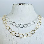 Judy Brandon Jewelry Two Tone Gold and Silver Loopy Chain Necklace
