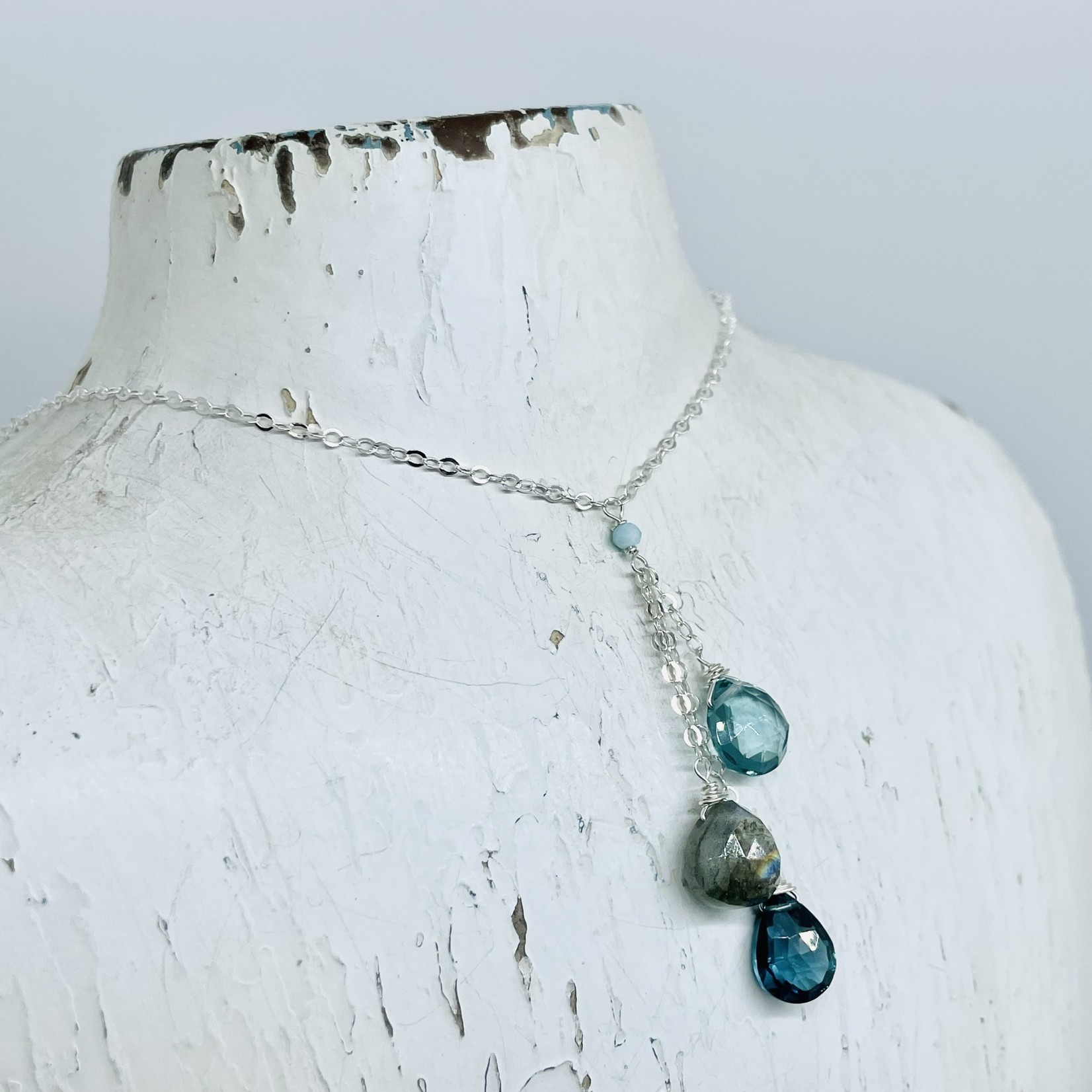 Judy Brandon Jewelry Amazonite Blue Topaz Labradorite and London Blue Sterling Silver Necklace