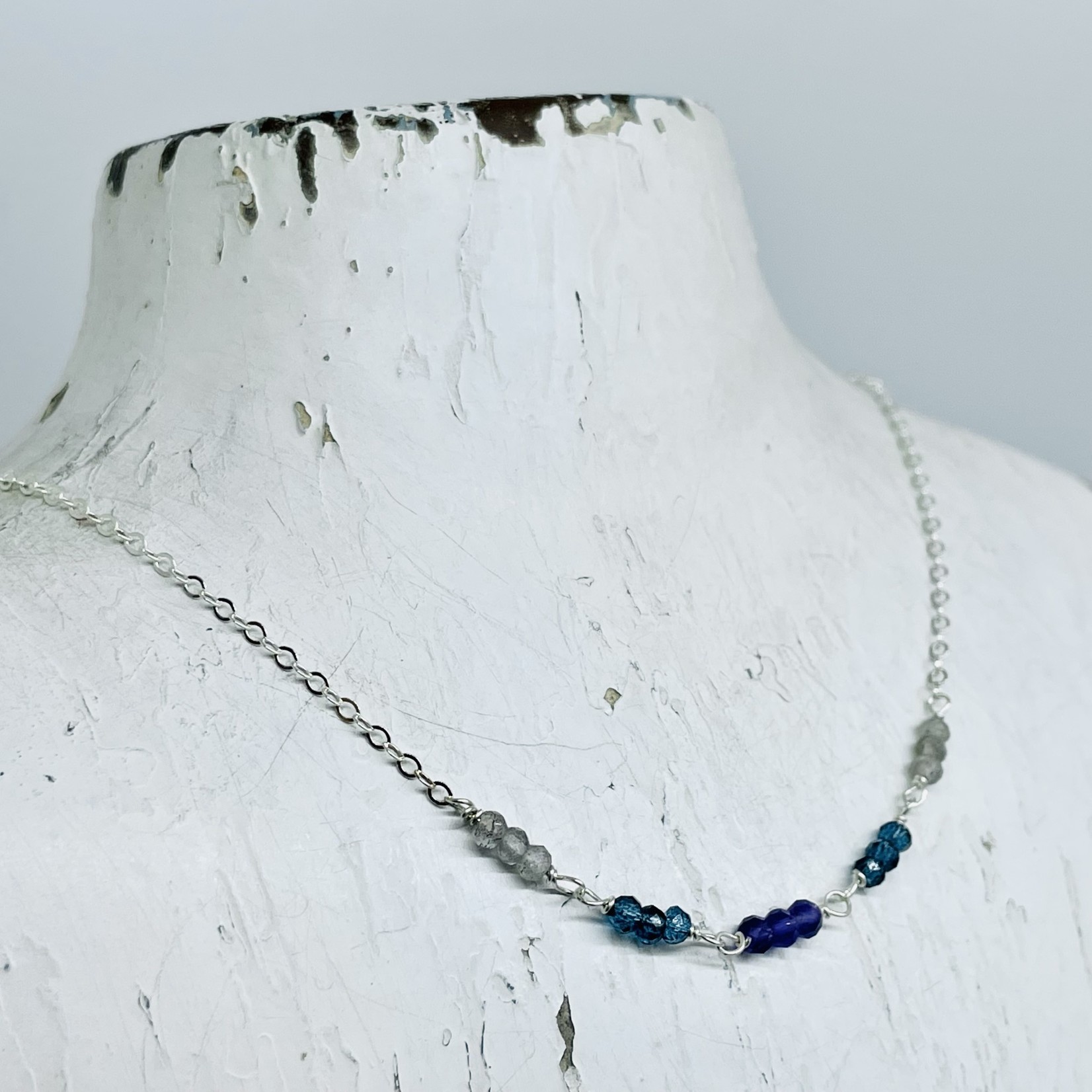 Judy Brandon Jewelry Amethyst, Quartz, and Labradorite on Sterling Silver Necklace