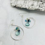 Judy Brandon Jewelry Silver Earrings with Blue topaz drop with iolite, apatite, aquamarine, amazonite