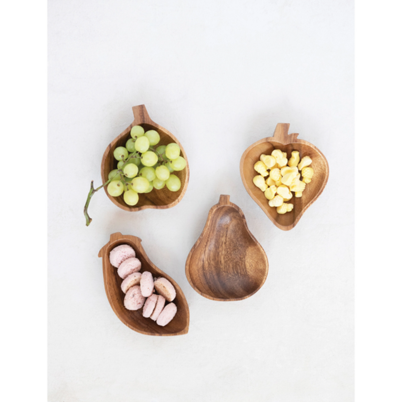 Hand carved Fruit & Vegetable Shaped Acacia Wood Bowl (4 styles)
