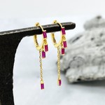 Native Gems Sparkler Huggie Hoop Earrings: Gold Vermeil and tiny Ruby CZ Dangle