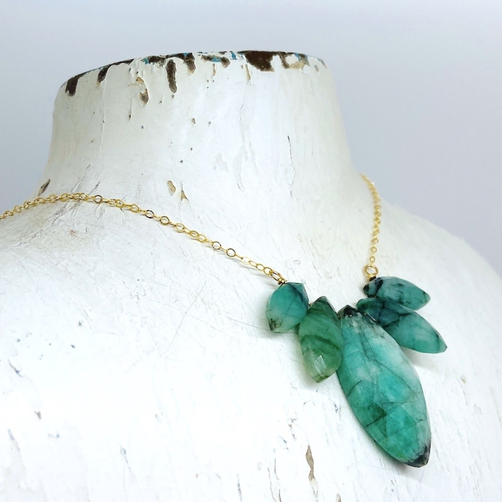 Handmade Lux Emerald Gemstone Necklace, 18"