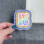 Lettering Works Say Gay sticker